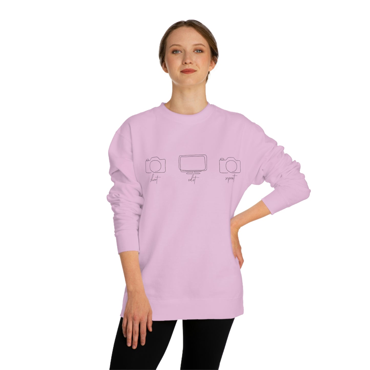 Shoot Edit Repeat Crew Neck Sweatshirt - Photographer Sweatshirt