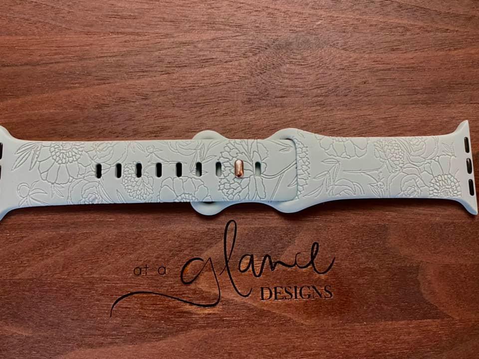 Floral Engraved Silicone Watch Band